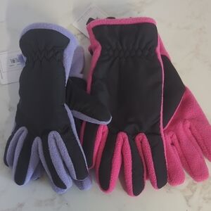 2 Kids Winter Gloves - Pink and Purple